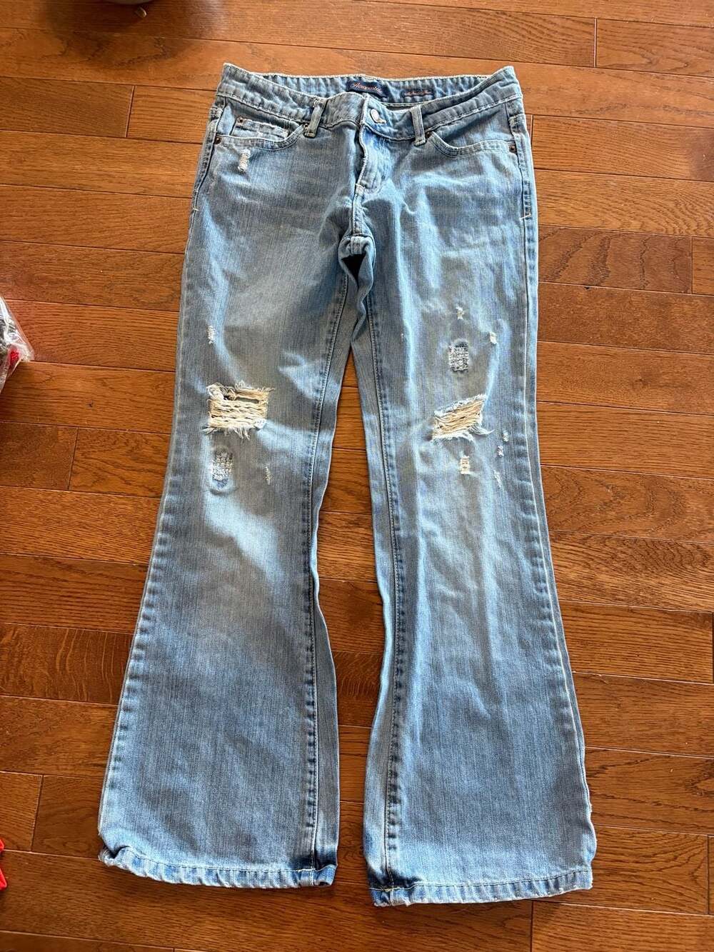 Aeropostale Authentic Flare Distressed Light Wash Jeans Size 5S